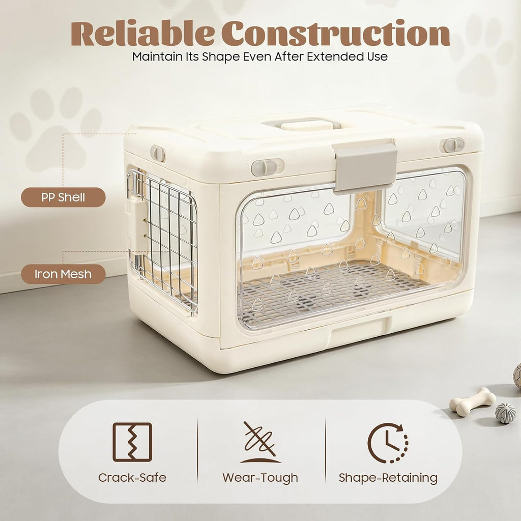 Collapsible Hard Cat Carrier Transparent Pet Crate for Cats & Small Dogs