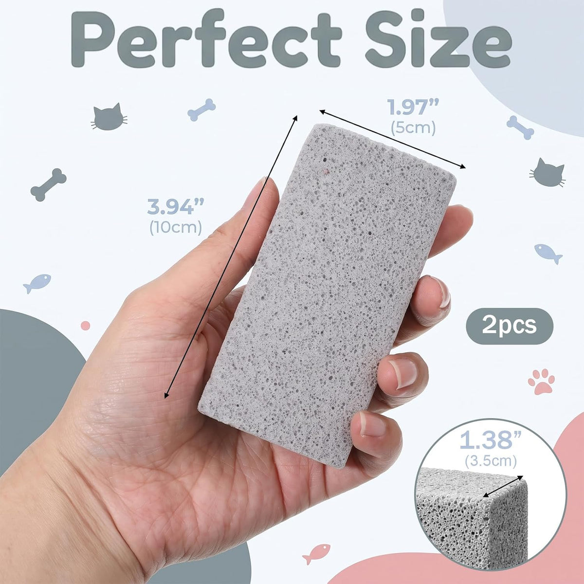 2Pcs Pet Hair Remover Pumice Stone, Dog Cat Fur Cleaning Stone