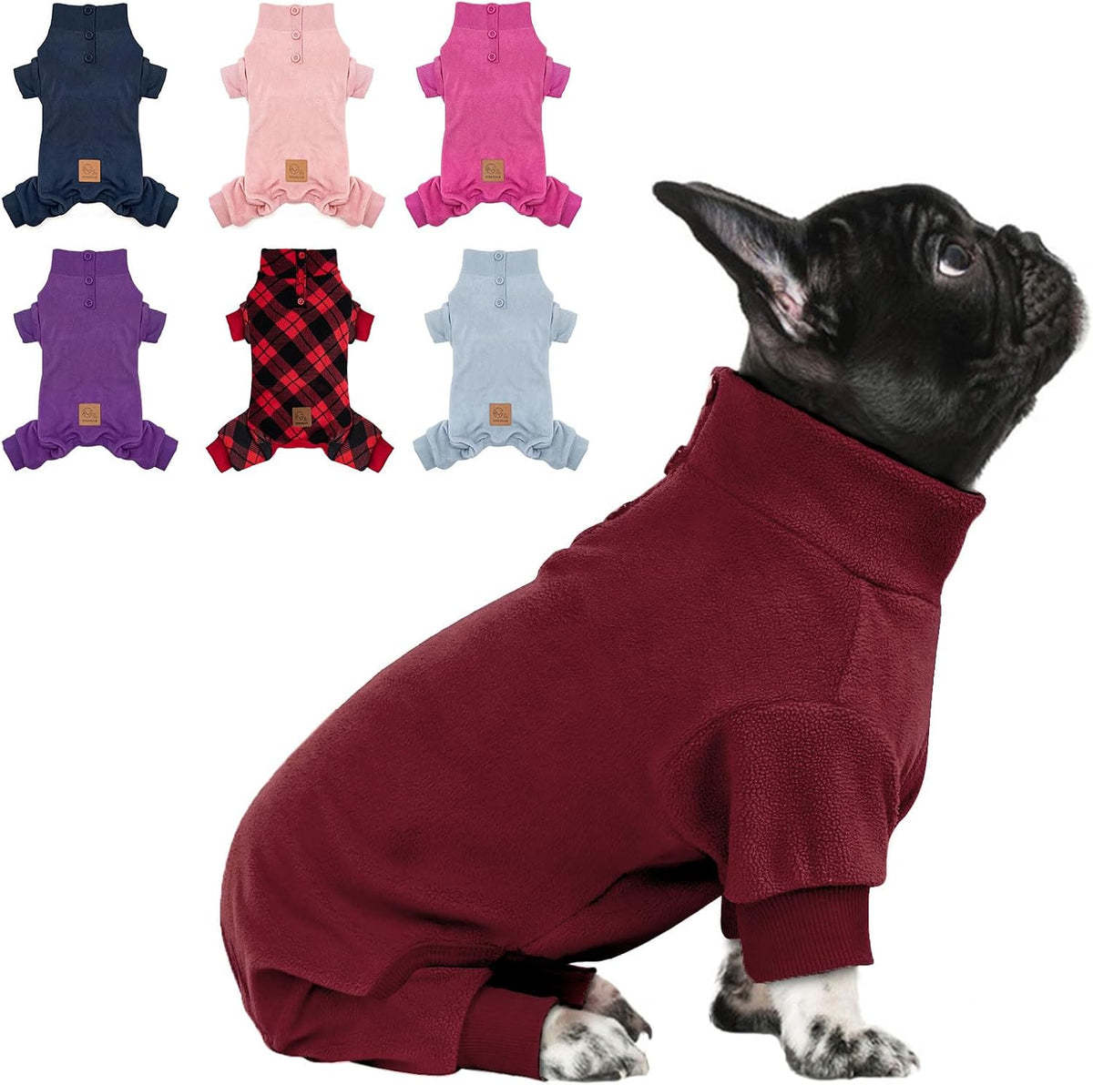 FLeece Dog Pajamas Warm Dog Coats for Small Dogs Onesie, Navy, S