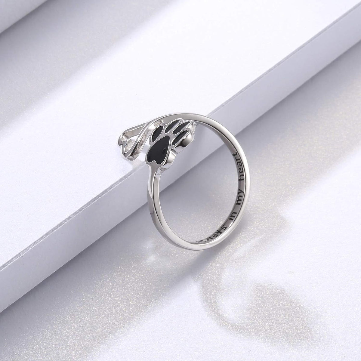 Sariel Puppy Paw Print Ring Heart 925 Sterling Silver