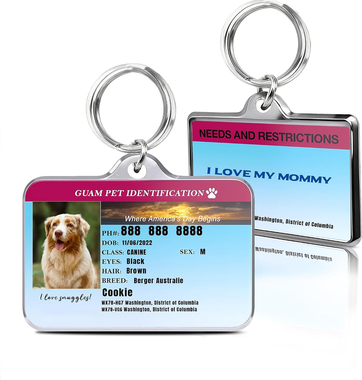 Personalized Dog & Cat Tags with Photo - Custom Driver License Pet ID Tag