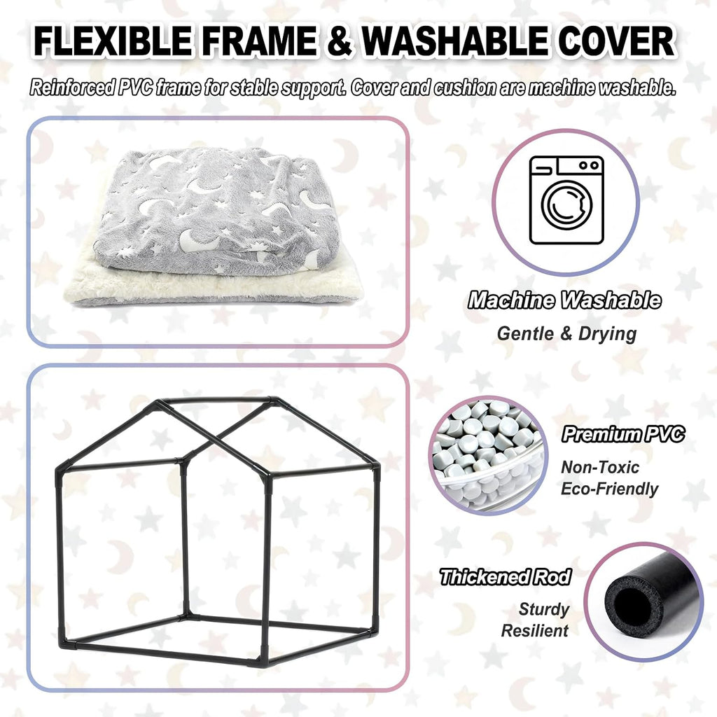 Indoor Dog House, Soft Warm Glow Dog Cave for Cat & Small Dogs