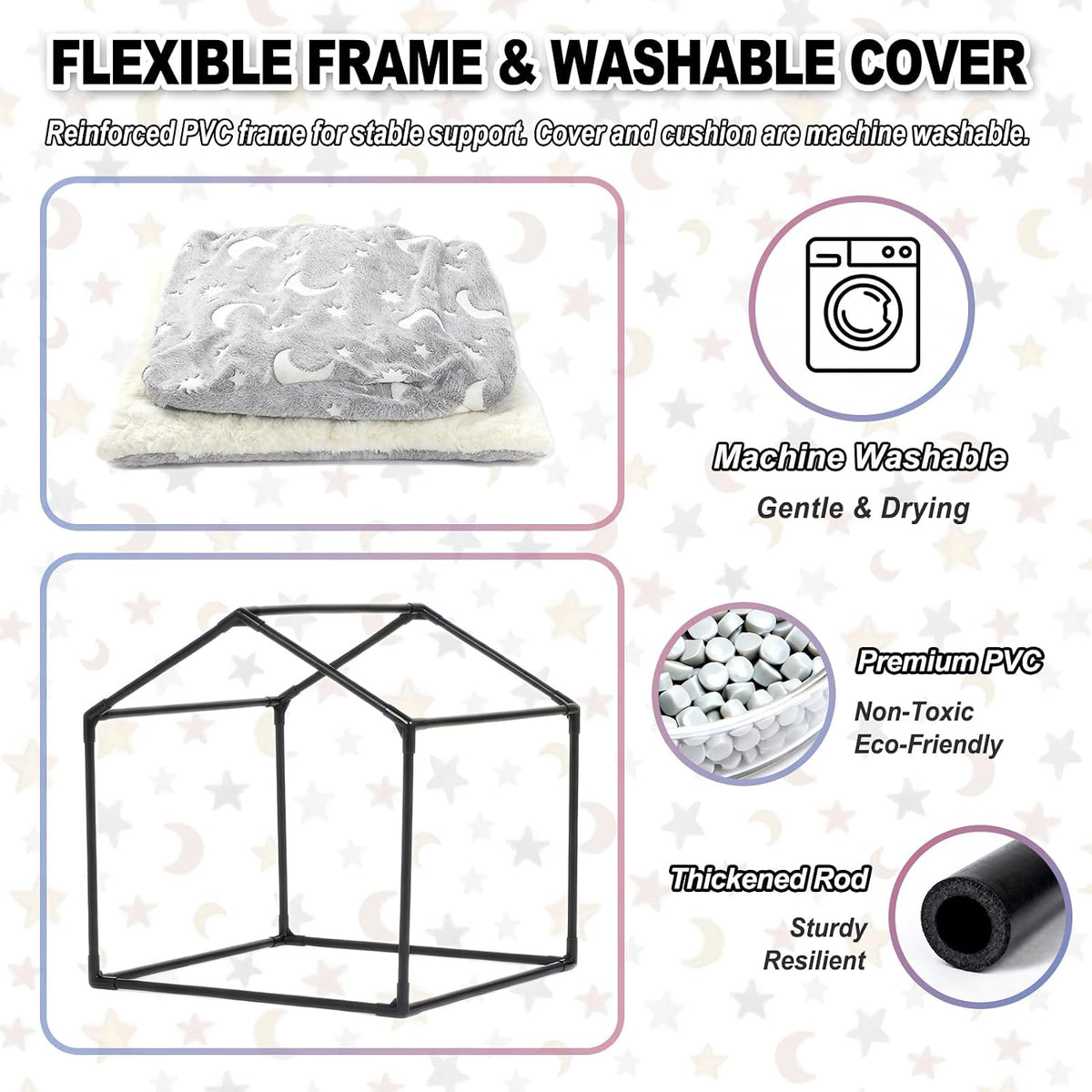 Indoor Dog House, Soft Warm Glow Dog Cave for Cat & Small Dogs