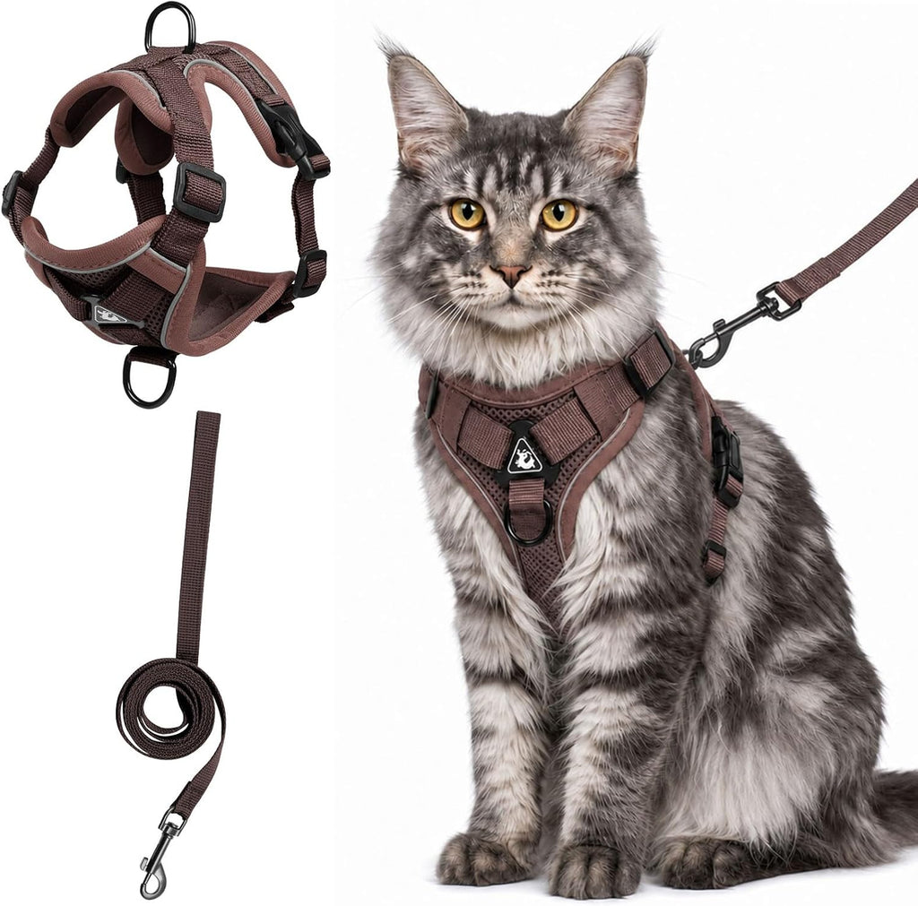 Large Cat Harness & Leash Set, Escape-Proof Soft Vest for Outdoor Walking
