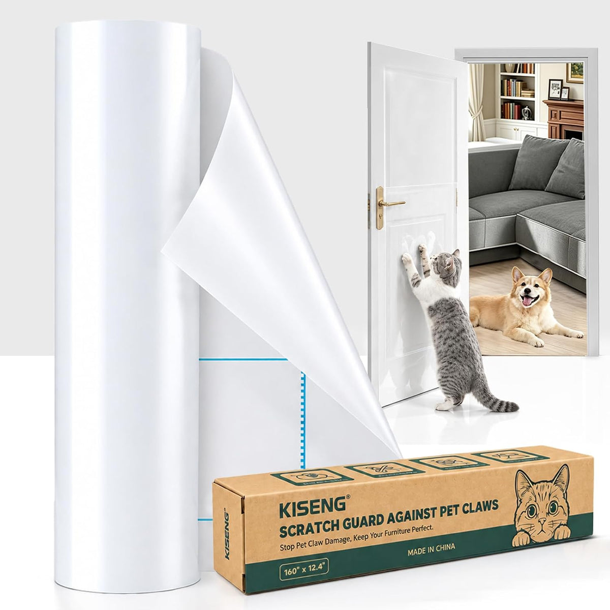 Anti Cat Scratch Furniture Protector,Thicken Vinyl 160" x 12.4"