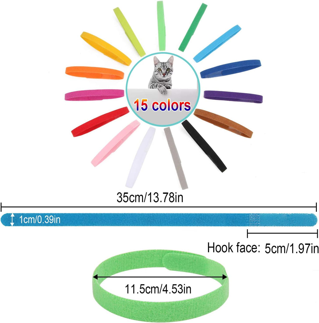 FEBSNOW 15 Pcs Puppy Kitten Whelping Collars, Soft Newborn Pet ID Bands