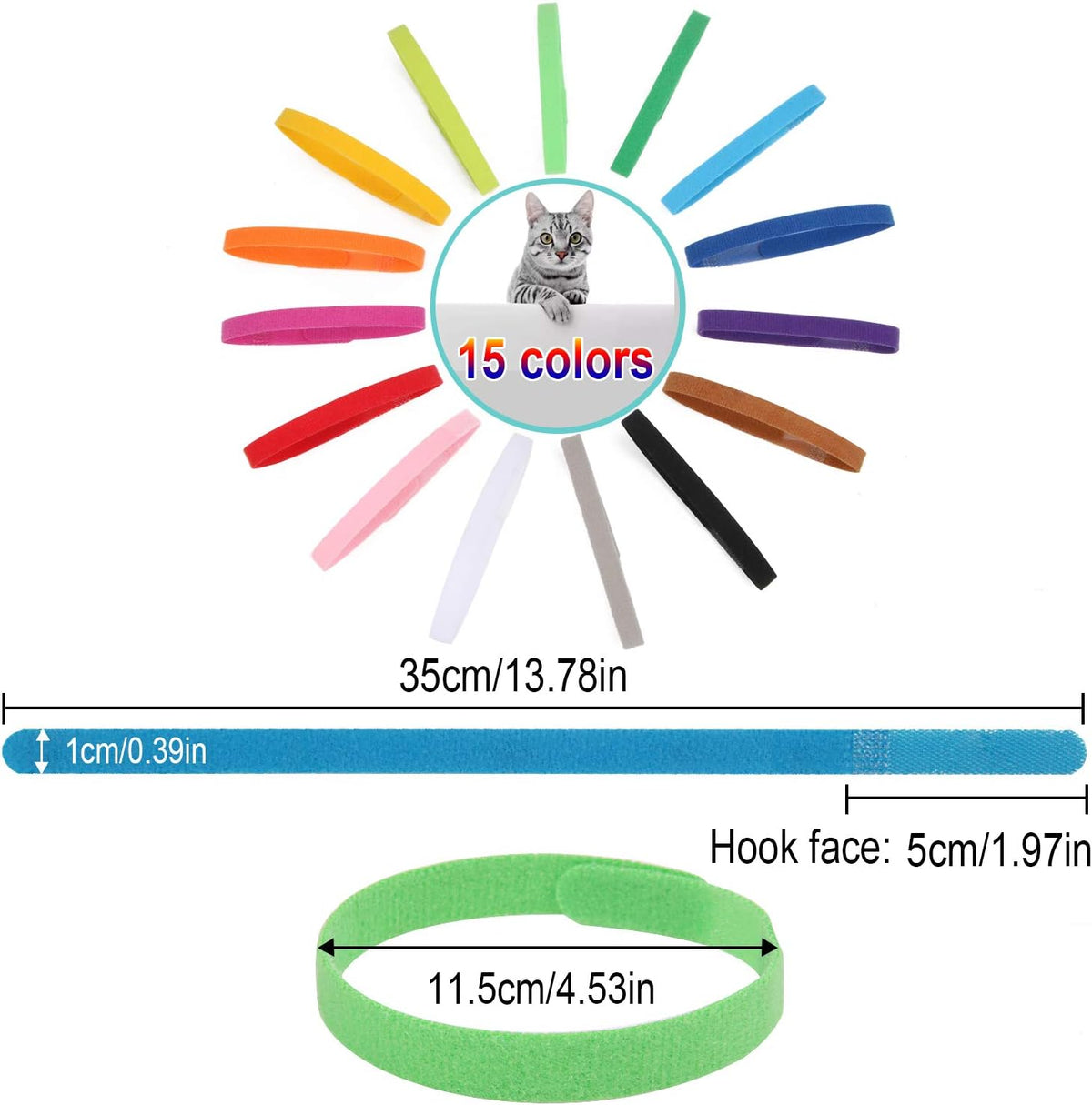 FEBSNOW 15 Pcs Puppy Kitten Whelping Collars, Soft Newborn Pet ID Bands