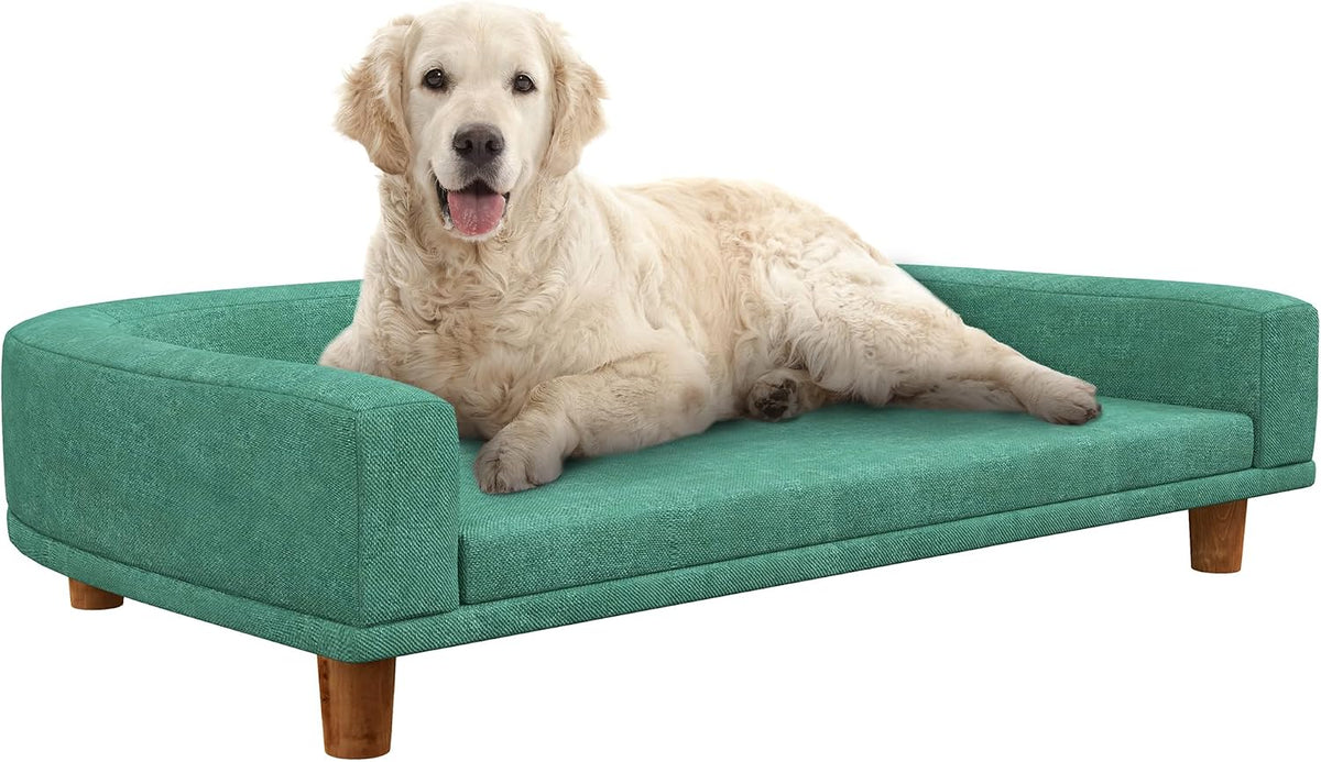 PawHut Dog Sofa Couch, Pet Bed with Comfortable Luxury Cushion, Washable Cover, Wooden Legs, Anti-Slip Mat for Large Dog