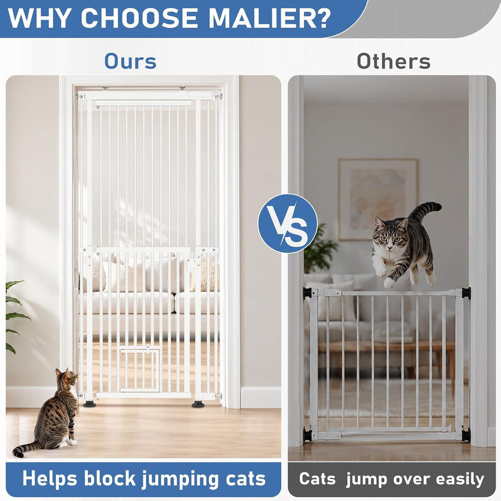 No Bottom Bar Cat Gate, 54''-87'' Height Extra Tall Cat Gate