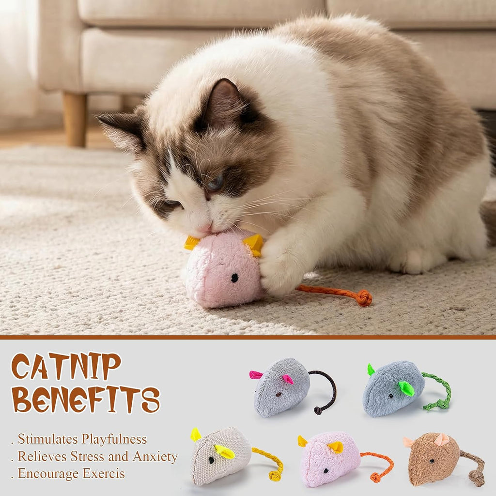 NAHSHON 15PCS Cat Mouse Toys Prefilled Catnip Toys