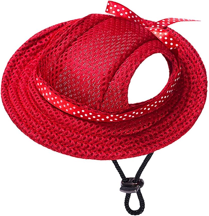 Round Brim Princess Hat Visor Hat Pet Dog Mesh Porous Sun Hat with Ear Holes for Small, Extra Small Dog Teddy, Pug, Chih