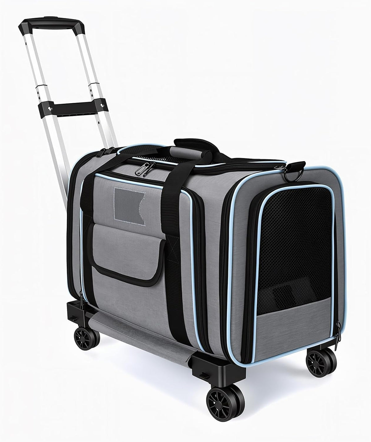 Pet Carrier with Wheels, Expandable Dog Cat Bag, Airline Approved Soft
