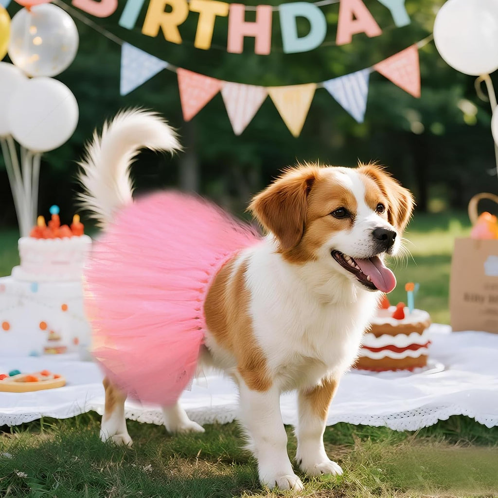 2 Pcs Dog Tutu Dress with Pearl Crown for Small Medium Pet Cat Dog Halloween Costume Dress for Ballet Birthday Party Wed