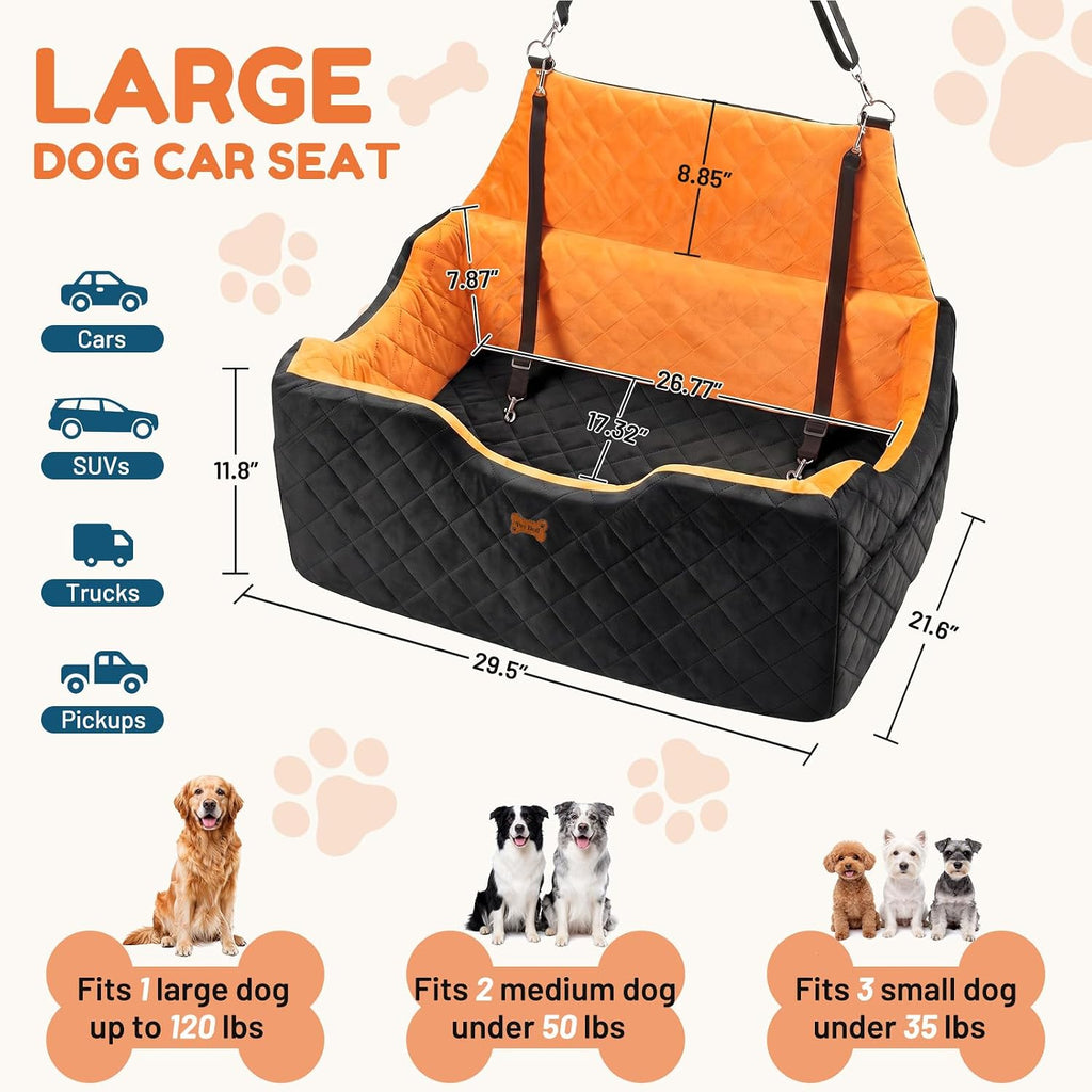Dog Car Seat for Large Medium Dogs up to 55 lbs, Black
