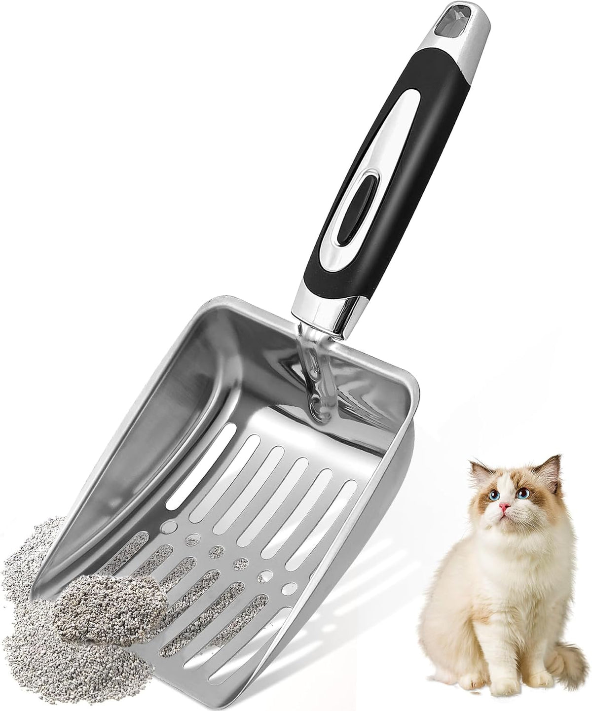 Stainless Steel Cat Litter Scoop,Metal Cat Litter Scoop,Kitty Metal Scooper,Sturdy Mesh Scooper