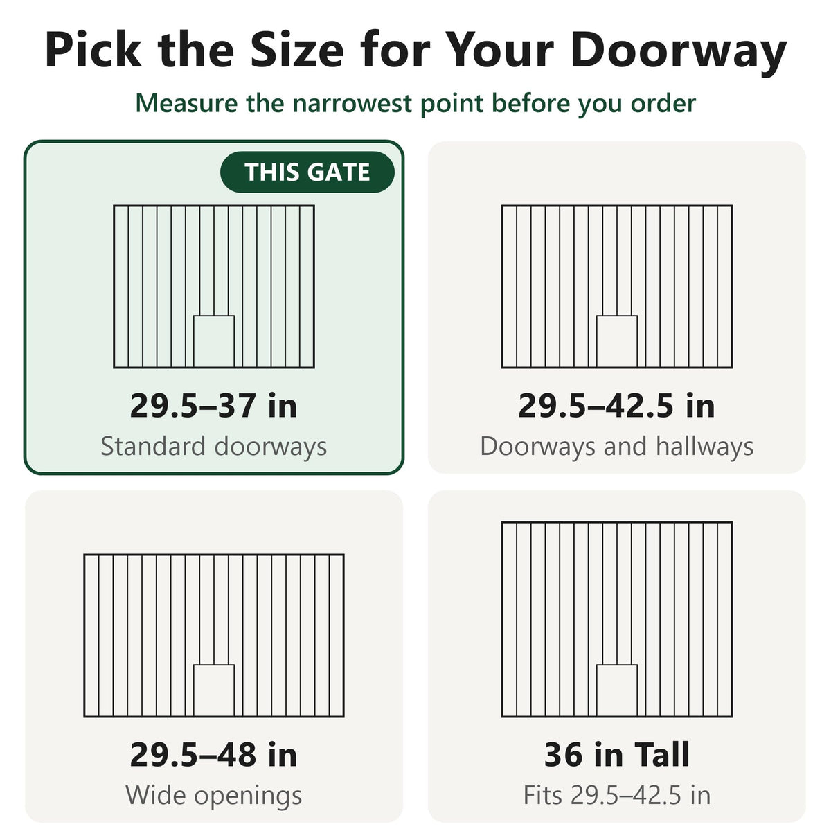 FuzzyNest Dog Gate with Adjustable Cat Door, 29.5-37 in Wide, Black