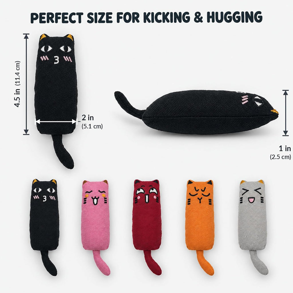 5 Pack Cat Kicker Toys, Soft Plush Cat Toys, Assorted Colors, Plush Toys