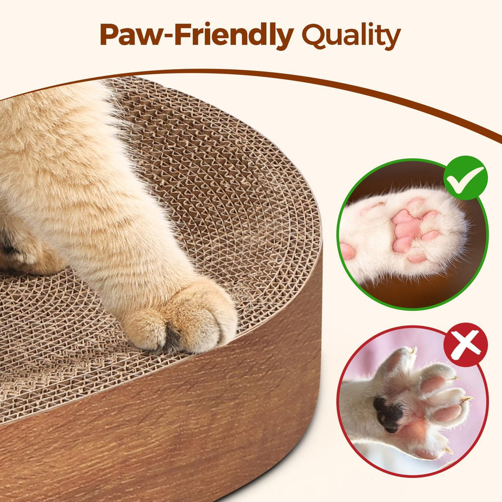 ComSaf Cat Scratcher Bed, Oval Cardboard Scratching Board for Indoor Cats