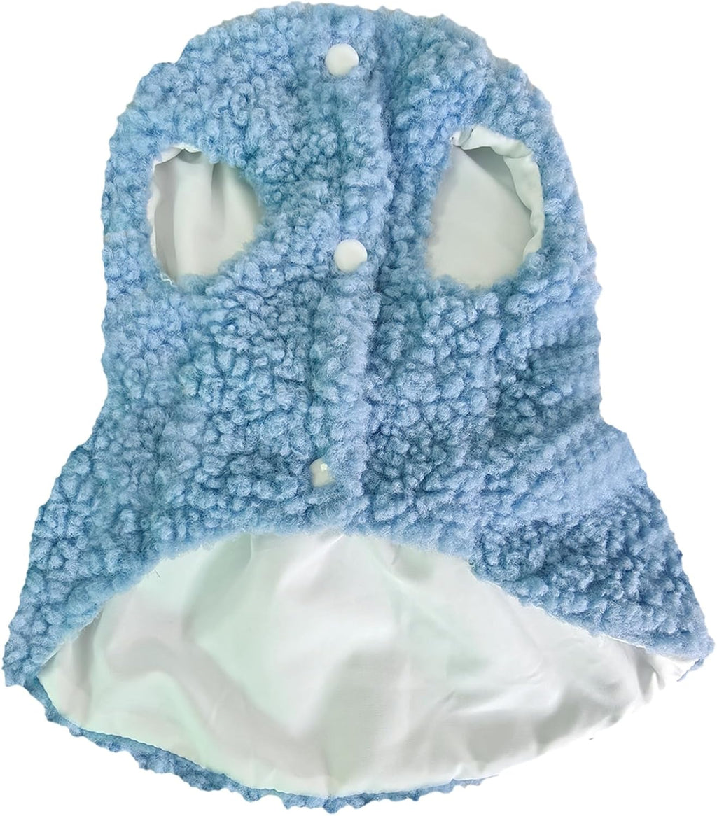 Winter Dog Dress with Bow & Leash Ring, Warm Puppy Clothes for Small Dogs