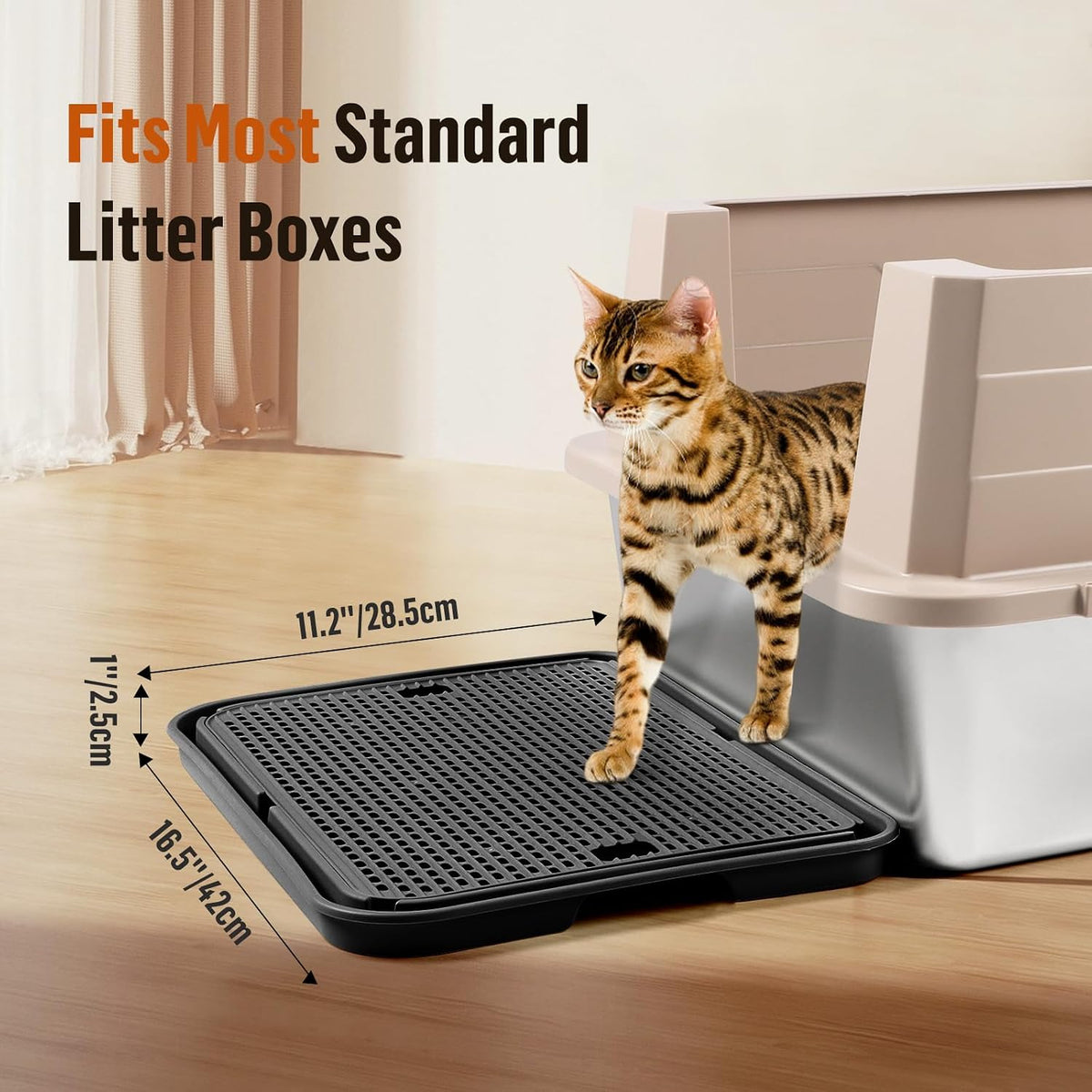 Cat Litter Box Step, Large Cat Litter Ramp with Filter Function, Black