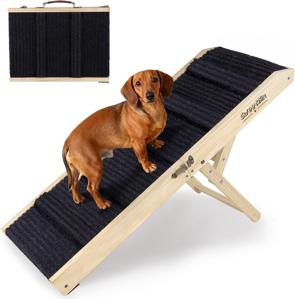2026 Upgraded Dog Ramp for Couch - Foldable Small Dog Ramp for Bed - 4 Adjustable Height from 12" to 20" - Portable Pet 