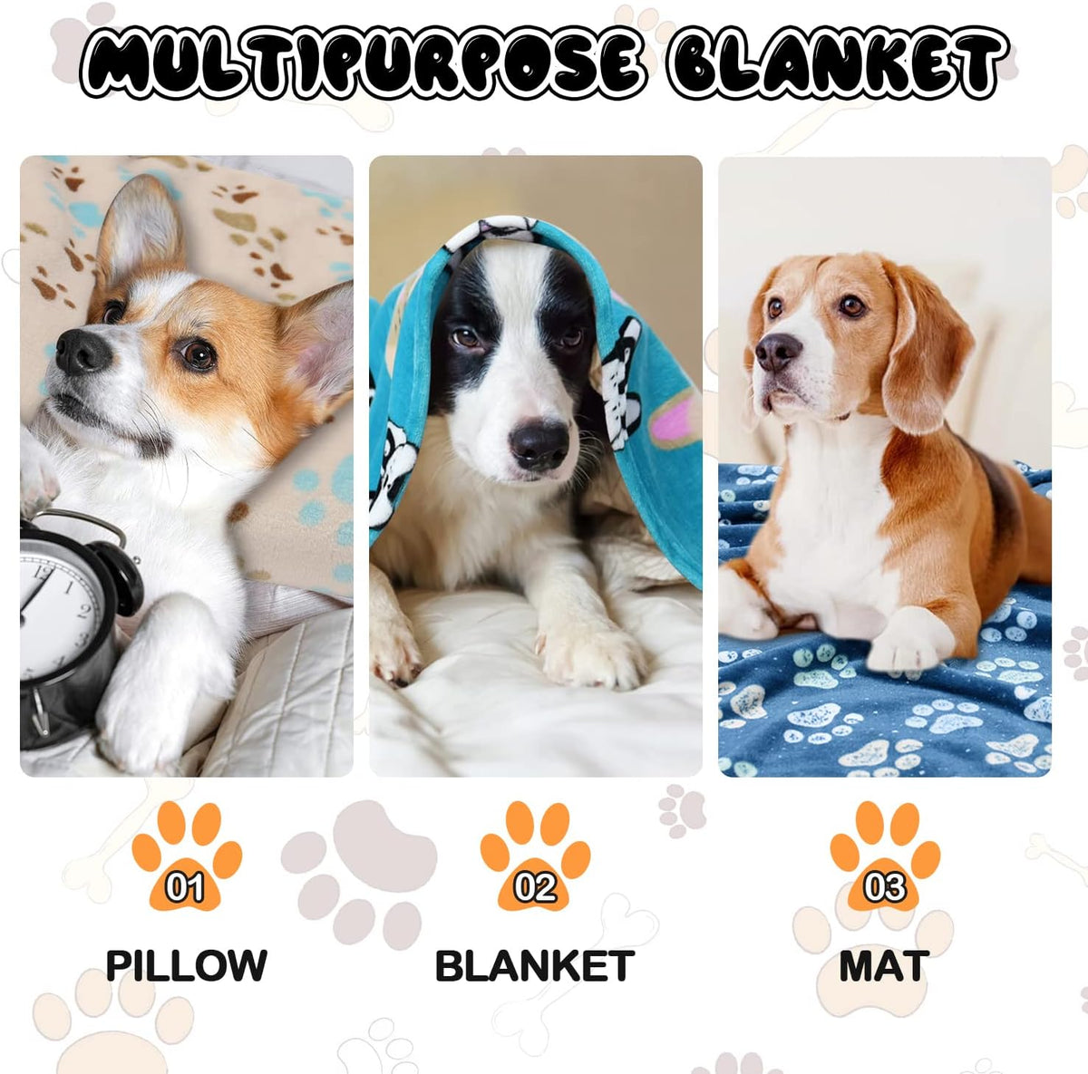 Rezutan Blanket for Large Dogs & Cats Soft Reversible Cute Paw 40"x31"