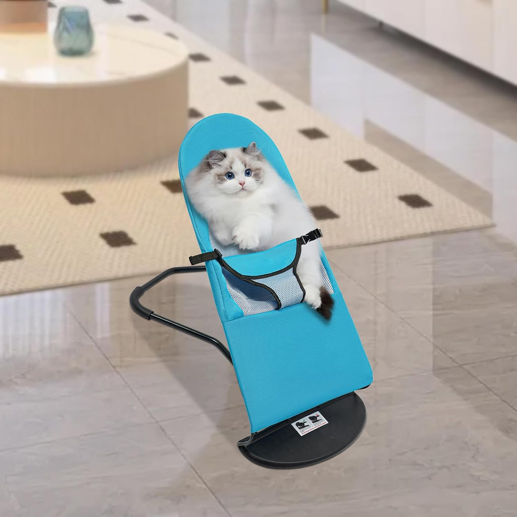Pet Chair for Small Medium Dogs and Cats, Outdoor Portable Foldable Dog Bouncer Bed w/ 3-Level Adjustable Height, Breath