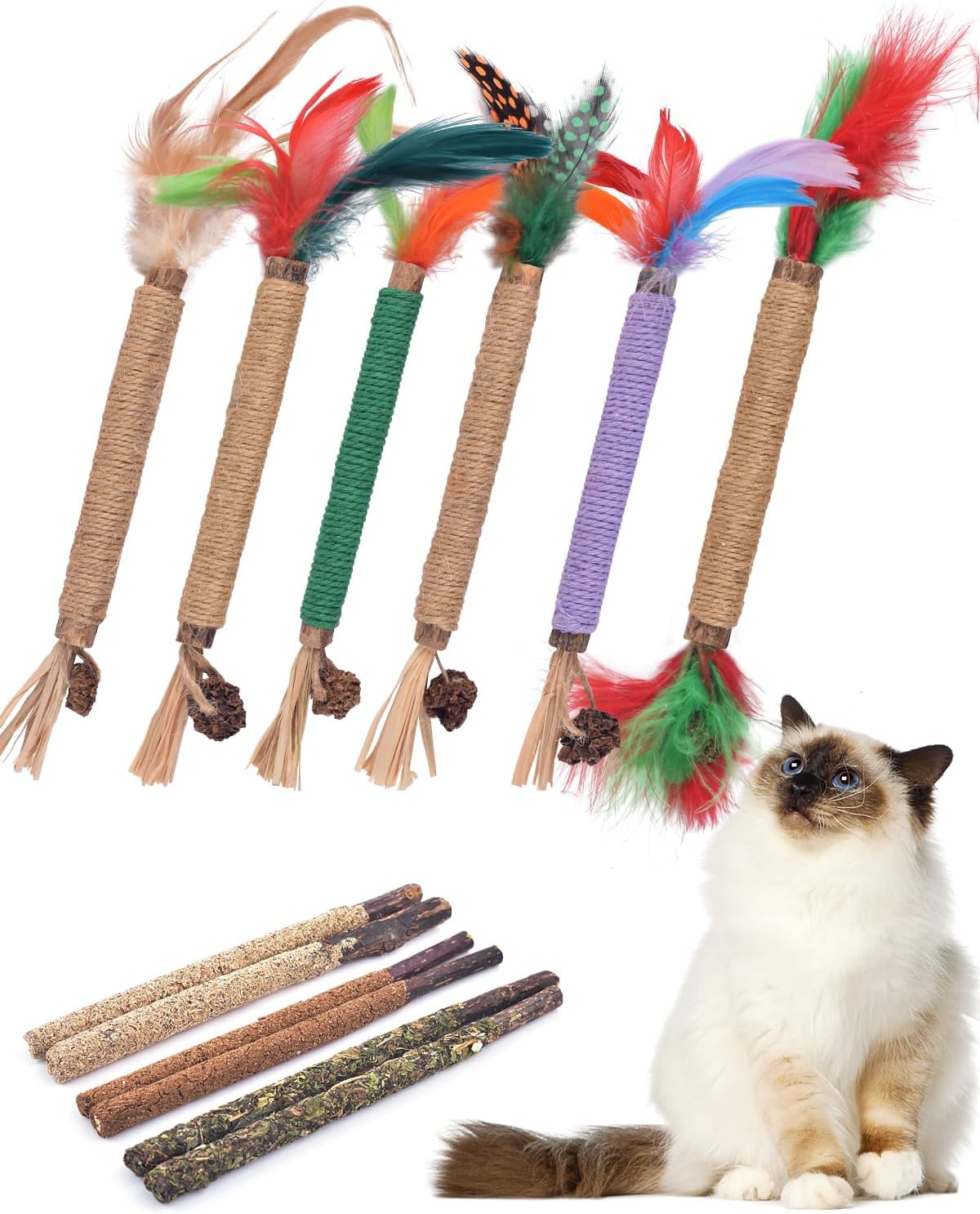 Catnip Chew Toys for Cats, 12 Pack Natural Silvervine Sticks