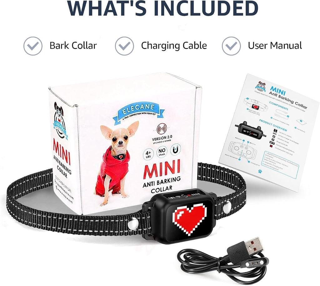 Bark Collar for Small Dogs 5-15 lbs with Magnetic Charging – No Shock, 3 Beep & Vibration Modes, 5 Sensitivity Levels – 