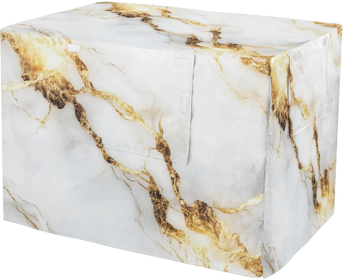 YETTASBIN White Gold Marble Dog Crate Cover, Universal Fits 36 Inch Wire Cages