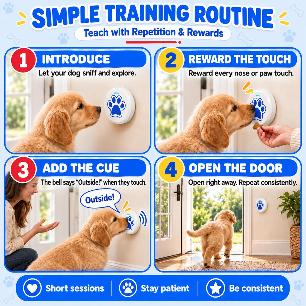 ChunHee Dog Training Bells for Door - Dog Door Bell for with 36 Custom Sounds | Dog Bell for Door Potty Training | Chew-Proof & Adjustable Volume (0-115dB) | Teach Puppies to Signal to Go Outside
