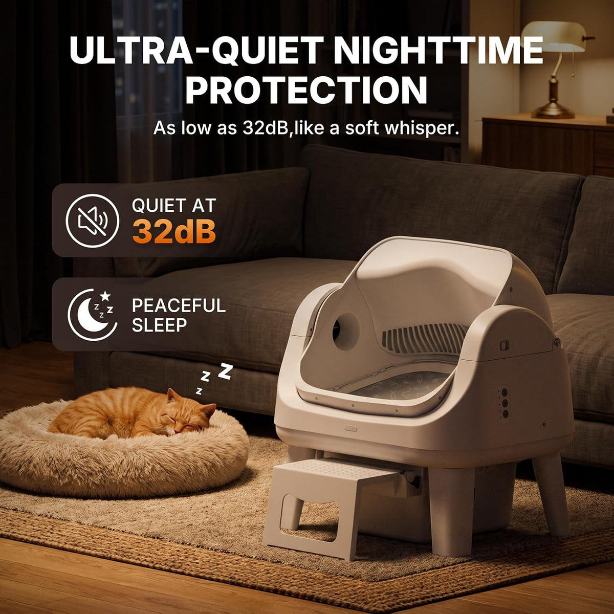 Automatic Litter Box,Cat Litter Box Automatic Cleaning with Easy-Access Step for Cats 3–18 lb, Self Cleaning Cat Litter 