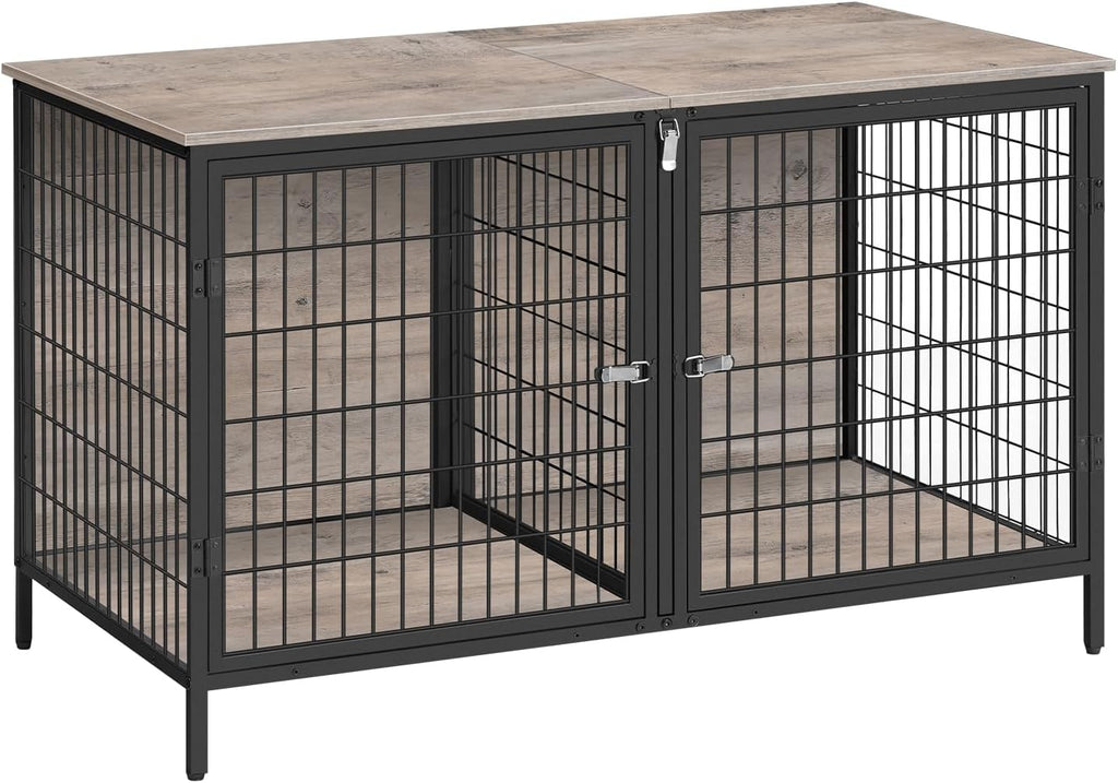 MAHANCRIS Dog Crate Furniture for 2 Dogs, 43.3" Dog Kennel with Removable Divider, Heavy Sturdy Dog Furniture Style Doub