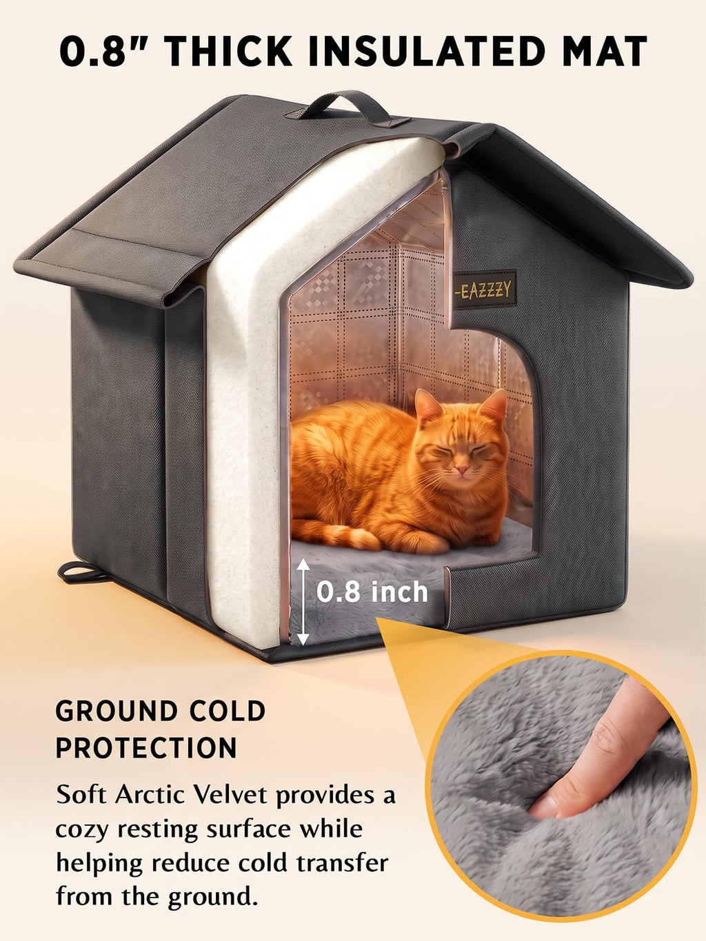 Rest-Eazzzy Outdoor Cat House for Feral Cats,Weatherproof & Insulated