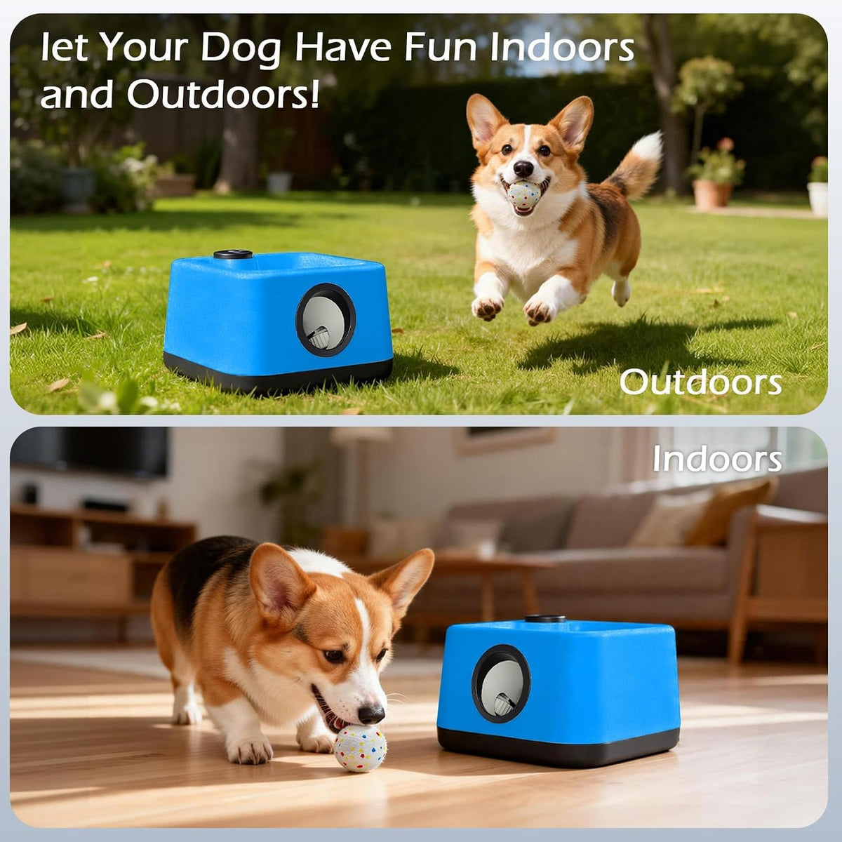 Automatic Dog Ball Launcher: Upgraded Auto/Manual Pet Ball Thrower Toy for Dog Indoor/Outdoor Play Include 4 Chew-Resist