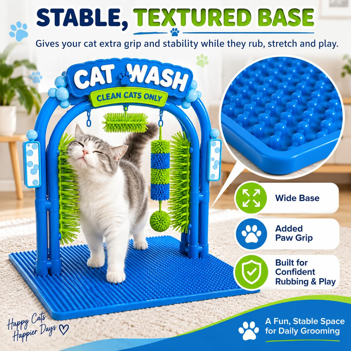 Cat Wash Grooming Station Self Groomer with Massage Brushes