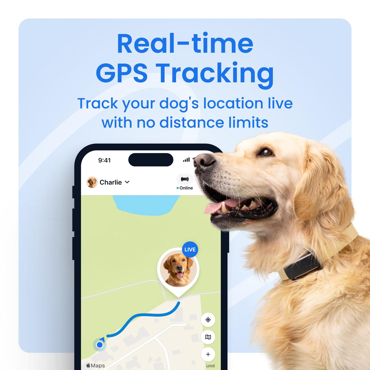 Tractive Smart Dog GPS Tracker | Live Pet Tracker with Virtual Fence | Vital Signs Monitoring of Heart & Respiratory Rate | Bark Monitoring | Dog Collar Attachment (Brown)