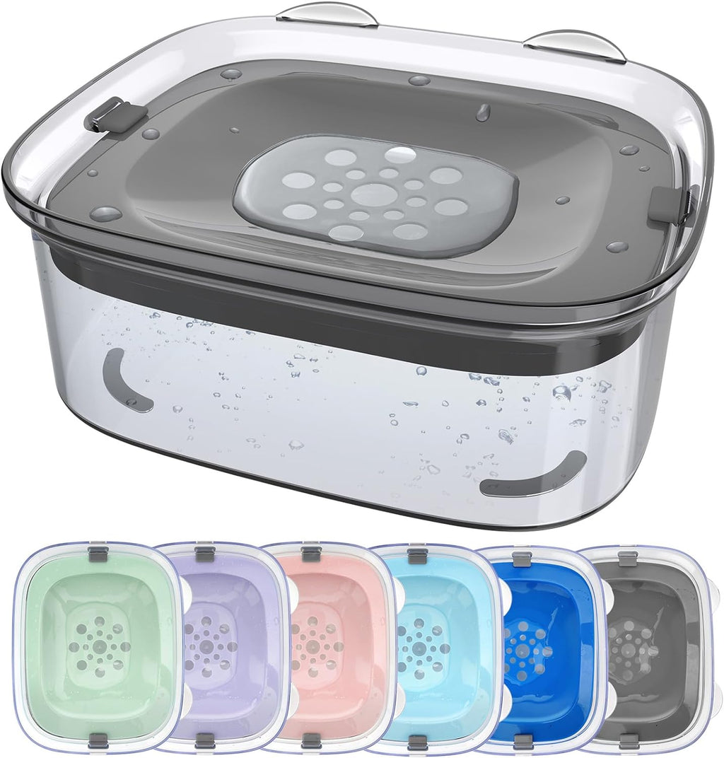3L No Spill Dog Water Bowl with Slow Drinking Disk(Gray)