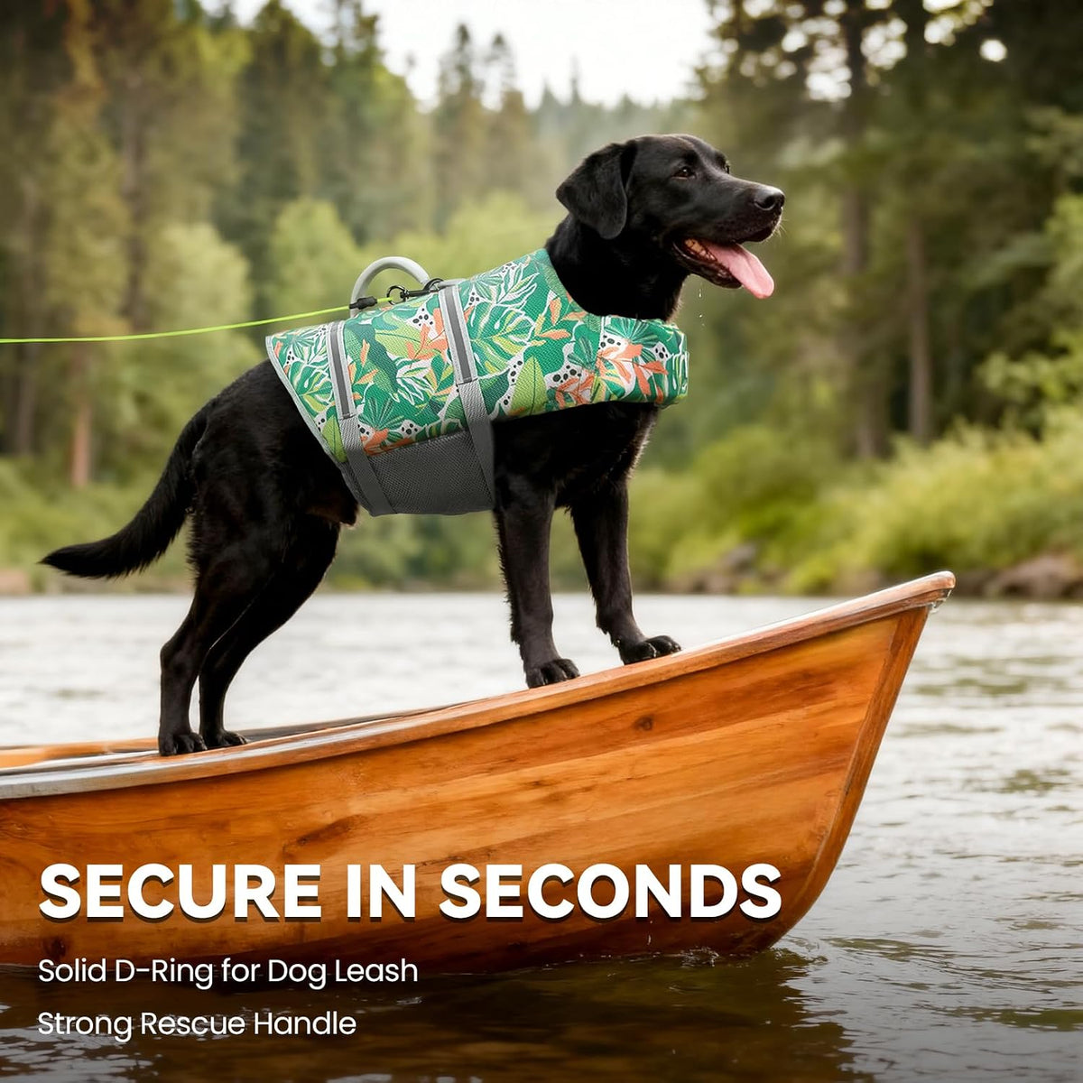 VIVAGLORY Dog Life Vest Rip Stop Dog Swim Vest, M, Floral
