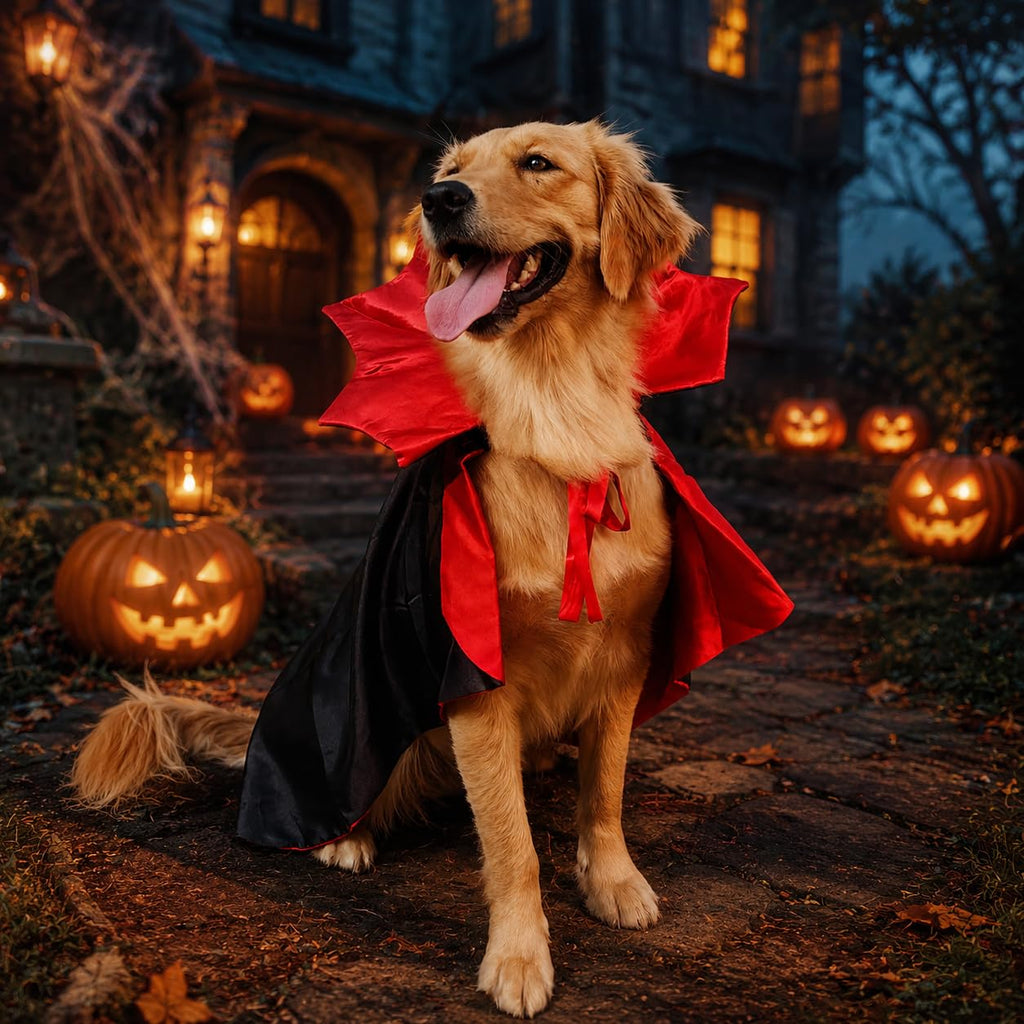 Golden Retriever Halloween Costume, Extra Large Dog Vampire Cape Cloak for Great Dane German Shepherd, Big Dog Halloween Costumes XL(Vampire,XL)