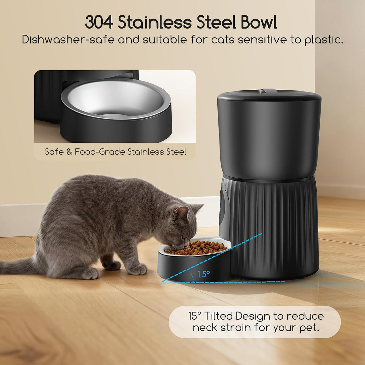 Faroro Automatic Cat Feeder with Camera, 1080P HD Video with Night Vision, 5G WiFi Automatic Dog Feeder with APP Control