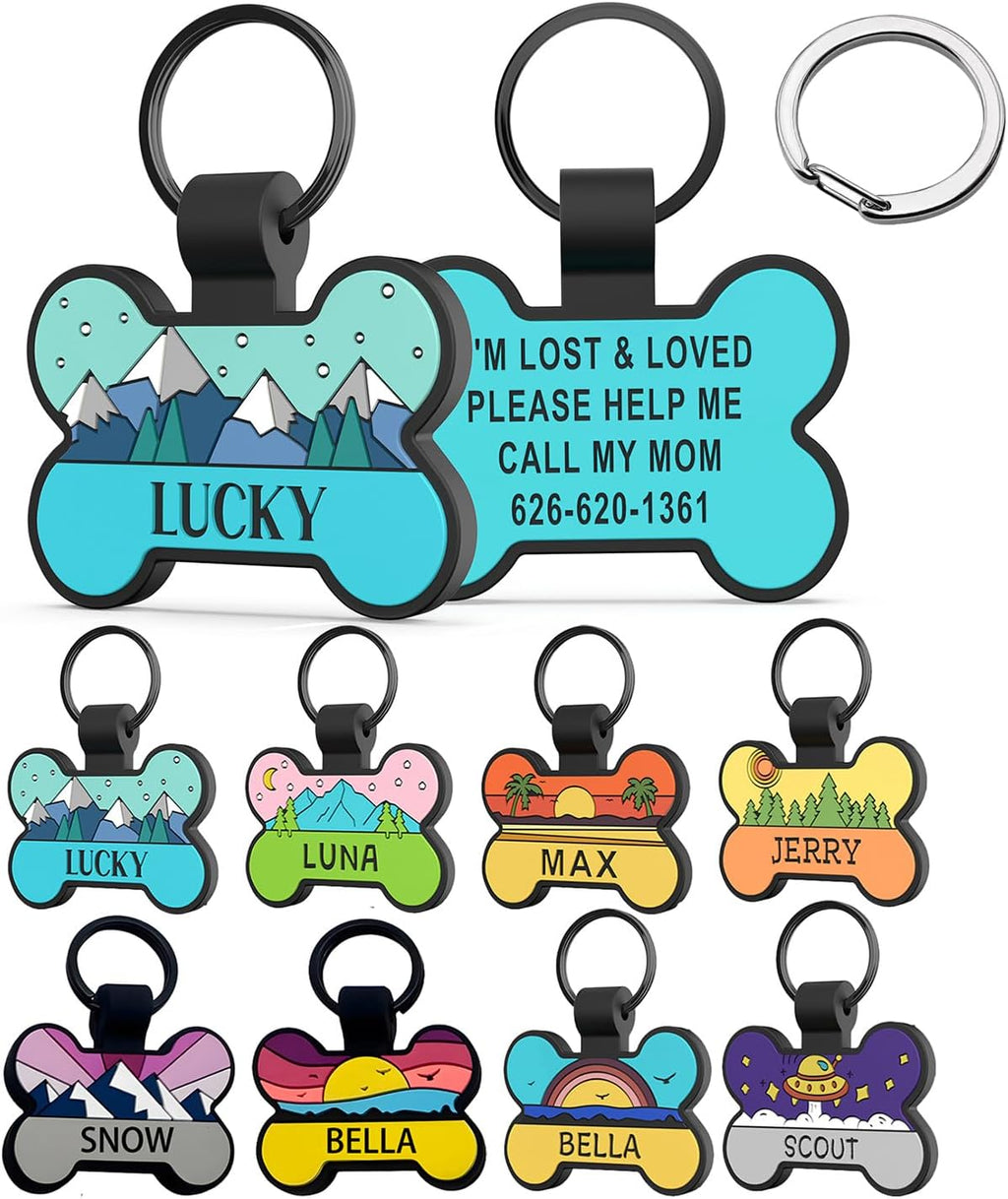 Silent Dog Tag, Personalized Engraved Silicone Pet ID Tag, Bone