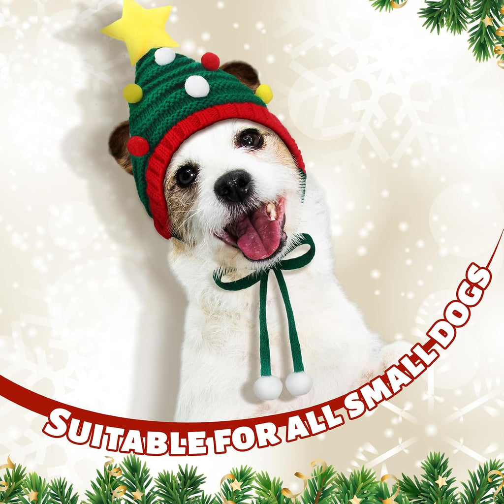 Dansydaisy 4 Pack Christmas Knitted Dog Santa Hats, multicolor, small