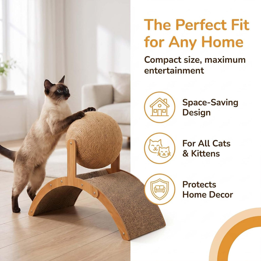 2027 Upgraded Cat Scratching Ball on Stand, Sisal Cat Scratcher Ball，A-M