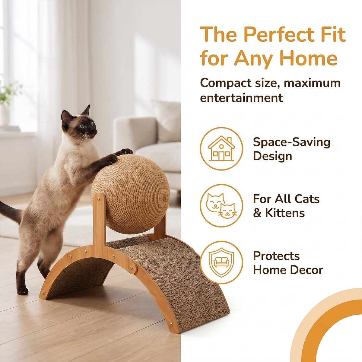 2027 Upgraded Cat Scratching Ball on Stand, Sisal Cat Scratcher Ball，A-M