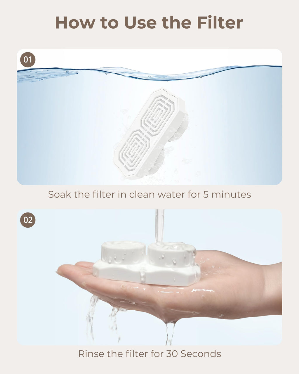 Neareal Official 6-Pack Replacement Filter Set for 108oz Cat Fountain