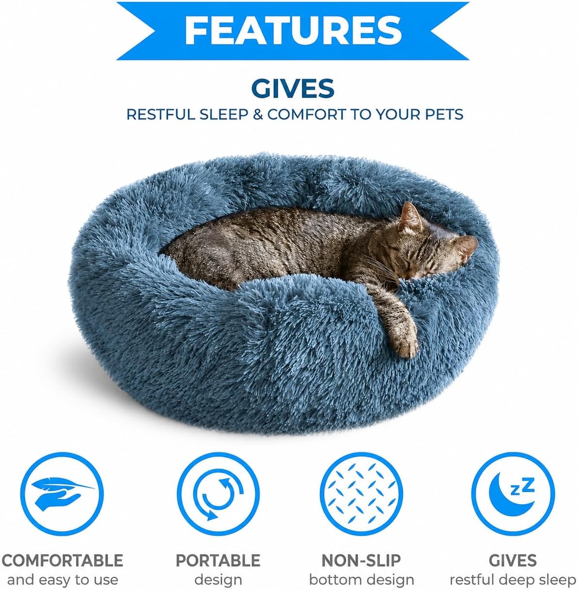 Cat Beds for Indoor Cats & Small Dog, Fluffy Cat Bed
