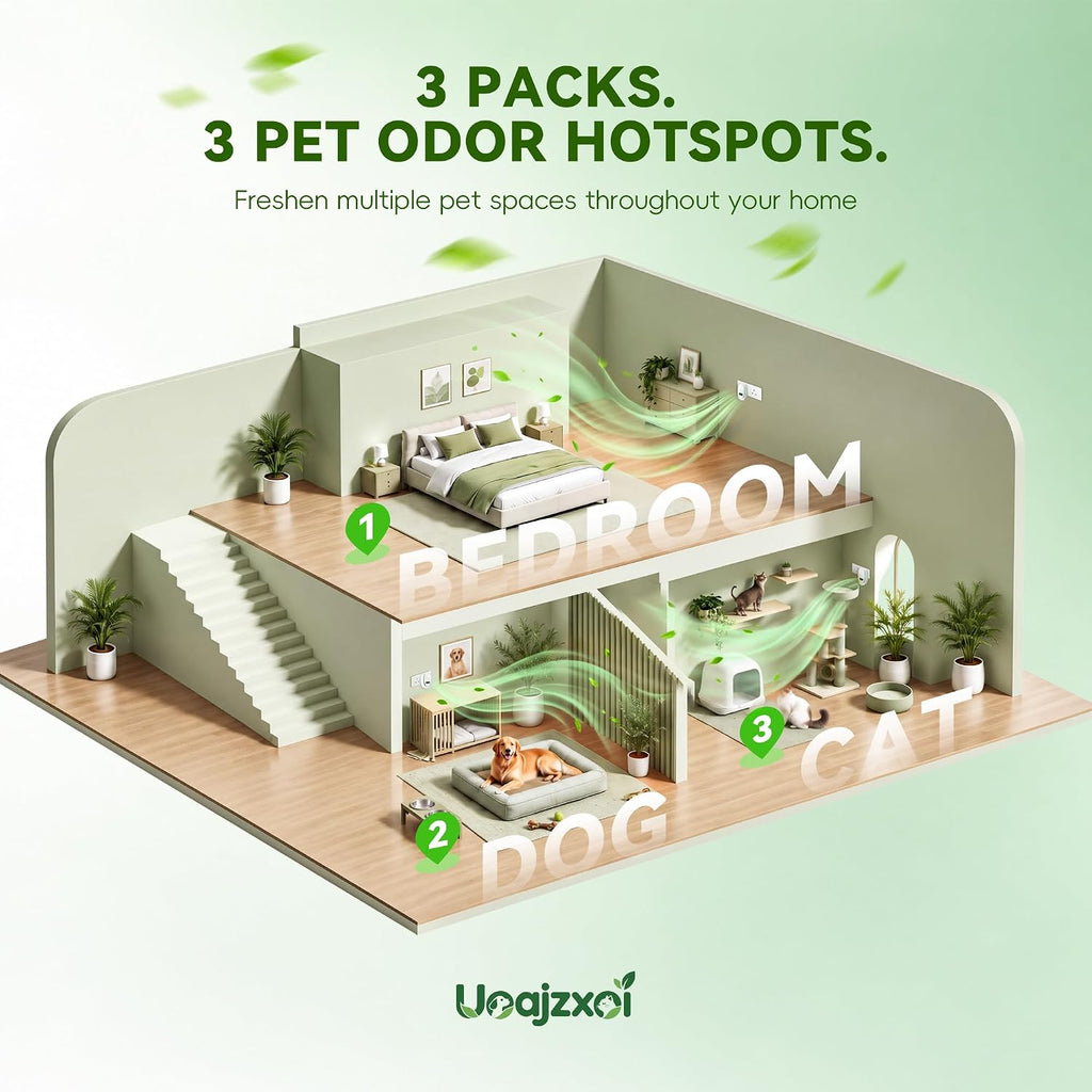 Cat Litter Deodorizer & Pet Odor Eliminator, 3 Pack Air Purifiers for Home