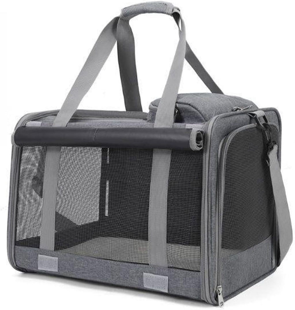 Foldable 600D Oxford Cat Dog Carrier Bag Breathable Mesh (Gray)