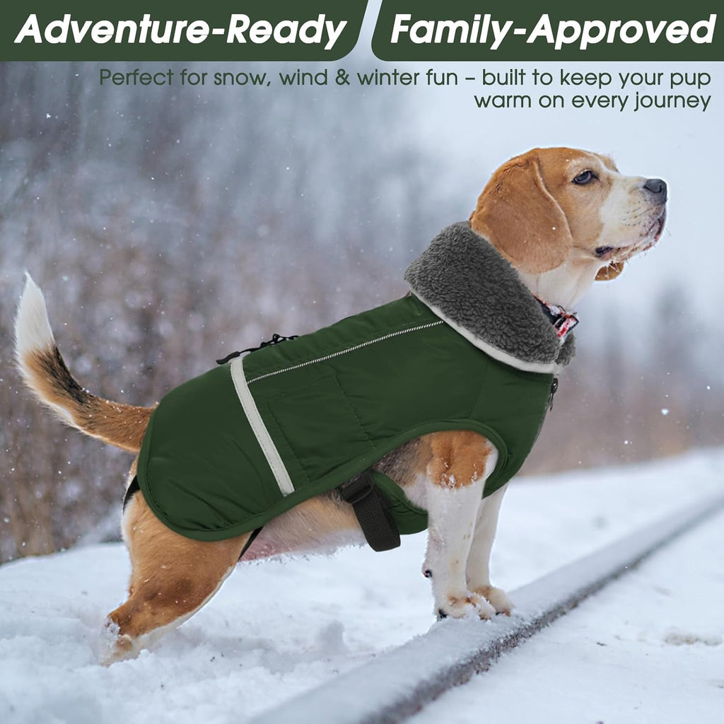 QBLEEV Warm Dog Coat, Reflective Dog Jacket, Waterproof Dogs Winter Coat